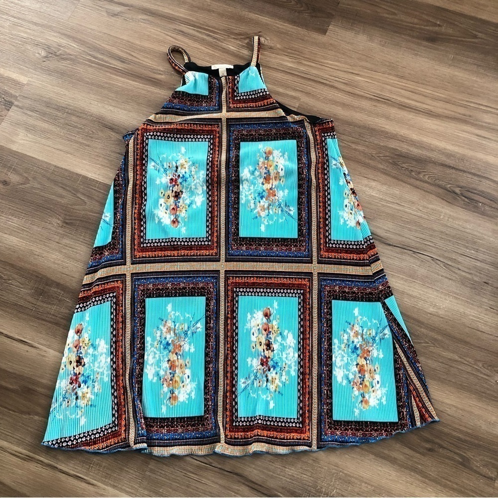 Established 1962 Turquoise Multicolored High Neck Dress Women Size 4